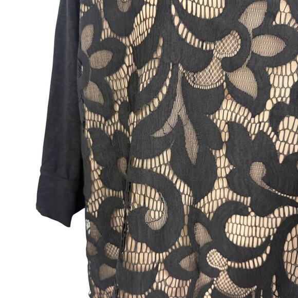 Dolan Black Lace Knit Whimsigoth Pullover Nude Lined Top Shirt Stretch sz M - Picture 6 of 16